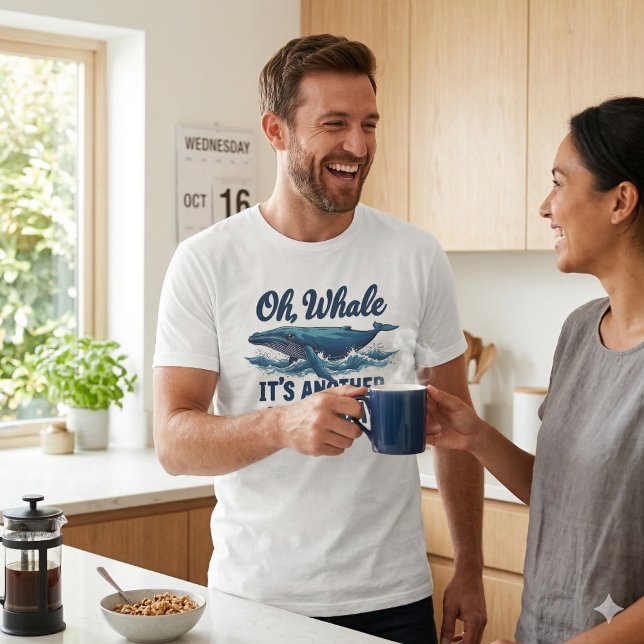 Funny Whale Pun "Oh Whale" Hump Day Design T-Shirt (Funny Whale Pun Oh Whale Hump Day Design T-Shirt On Man)