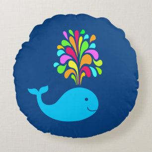 Funny whale round pillow