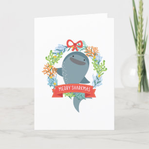 Funny Whale Shark Christmas Folded Holiday Card