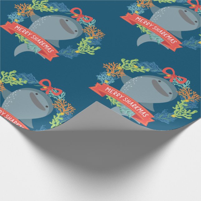 Funny Whale Shark Christmas Wrapping Paper (Corner)