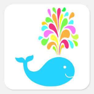 Funny whale square sticker