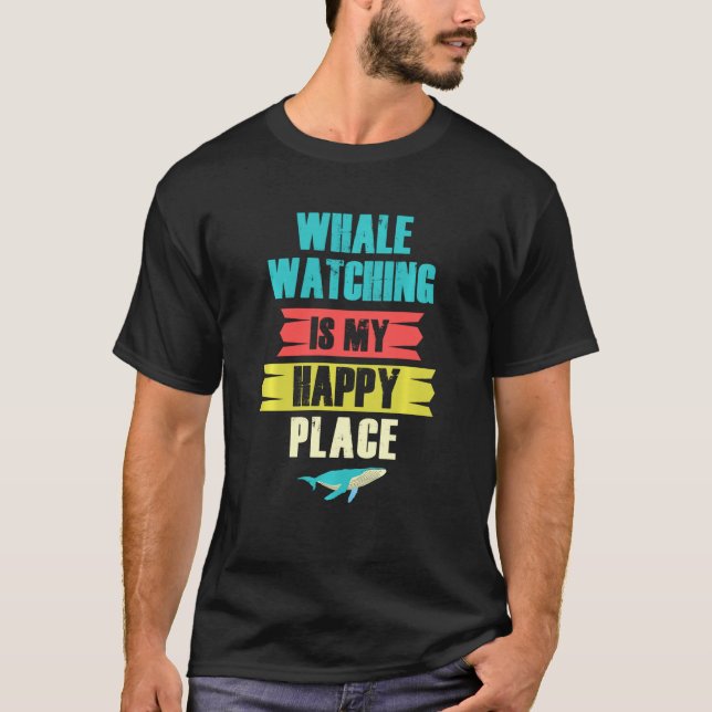 Funny Whale Watching Happy Sailing Marine Biology  T-Shirt (Front)