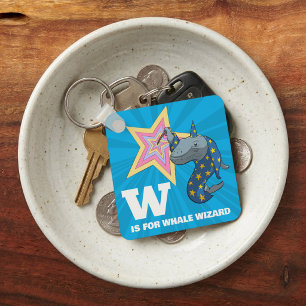 Funny Whale Wizard Alphabet Parody Cartoon Keychain