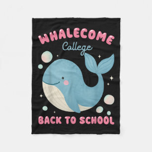 Funny Whalecome Back To School College Ocean Teach Fleece Blanket