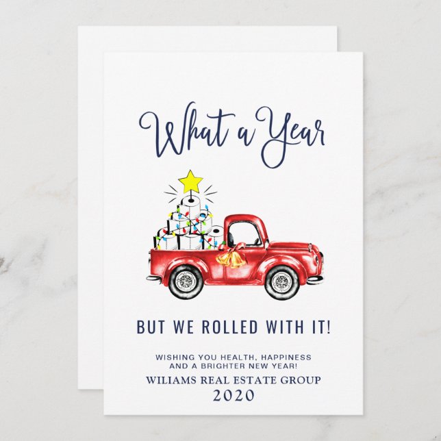 Funny What a Year Christmas Corporate Holiday Card (Front/Back)