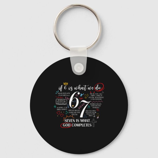 Funny What God Completes 6 7 Meme Jesus Christian  Keychain (Front)