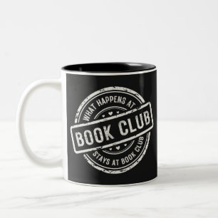 Funny What Happens at Book Club Retro Style Two-Tone Coffee Mug