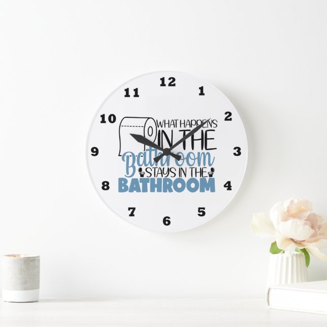 Funny what happens bathroom word art  large clock (Home)