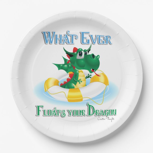 Funny Whatever Floats Your Dragon Paper Plate (Front)