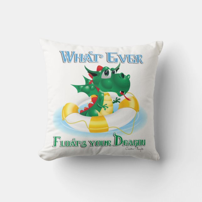 Funny Whatever Floats Your Dragon Throw Pillow (Front)