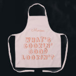 Funny what's cooking good lookin' pink apron<br><div class="desc">Funny what's cooking good lookin' pink apron</div>