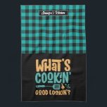 Funny What's Cooking Good Looking Personalized Kitchen Towel<br><div class="desc">Funny and cool kitchen towel to make cooking more fun. Personalized gift for family and friends who love cooking, baking and trying new recipe in the kitchen. Customize the wording to fit your occasion. You can use the Design Tool to further change the font type, font colour and font size....</div>