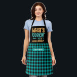 Funny What's Cooking Good Looking Plaid Pattern Apron<br><div class="desc">Funny and cool apron to make cooking more fun. Personalized gift for family and friends who love cooking, baking and trying new recipe in the kitchen. Customize the wording to fit your occasion. You can use the Design Tool to further change the font type, font colour and font size.</div>