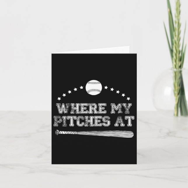 Funny Where My Pitches At Softball Pitcher Gift  Card (Front)