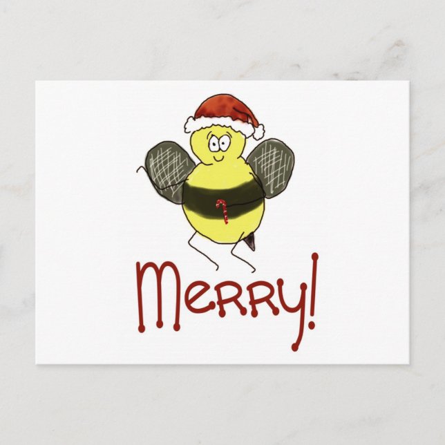 Funny Whimsical Bee Merry Christmas Holiday (Front)
