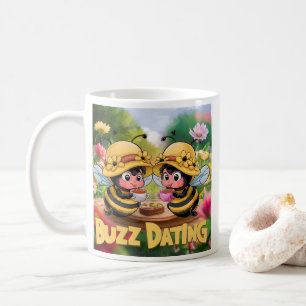 Funny Whimsical Bees Buzz Dating Coffee Mug