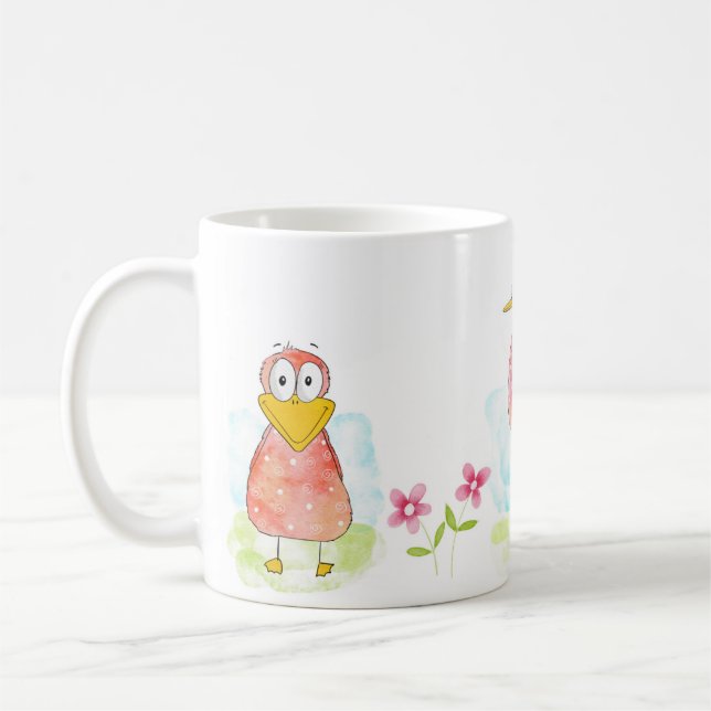 Funny Whimsical Birds Coffee Mug (Left)
