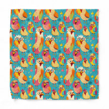 Funny Whimsical Cartoon Abstract Chickens