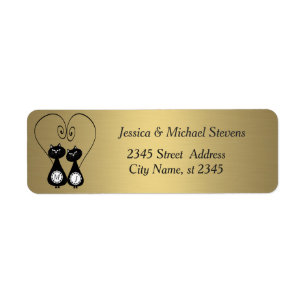 Funny whimsical cat love couple monogram