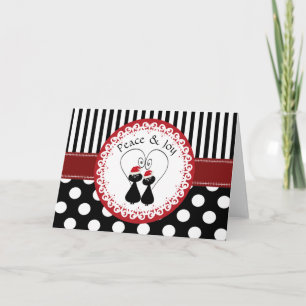 Funny whimsical Christmas cat couple pattern Holiday Card