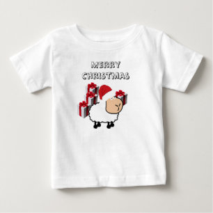 Funny whimsical cute Christmas sheep Baby T-Shirt