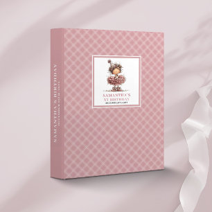 Funny Whimsical Girl 10th Birthday Pink memory  Binder