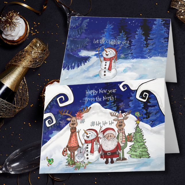 Funny Whimsical Happy New Year from the North Card (Funny Whimsical Happy New Year from the North Card)