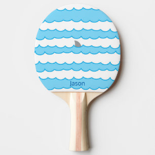 Funny Whimsical Personalized Shark Fin on Water Ping Pong Paddle
