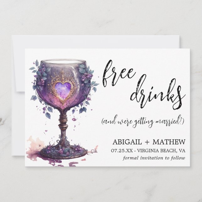 Funny Whimsical Romantic Goblet Photo Wedding  Save The Date (Front)