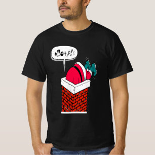 Funny Whimsical Santa Got Stuck in the Chimney T-Shirt