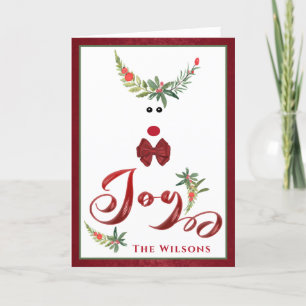 Funny whimsy holly reindeer joy non photo Holiday