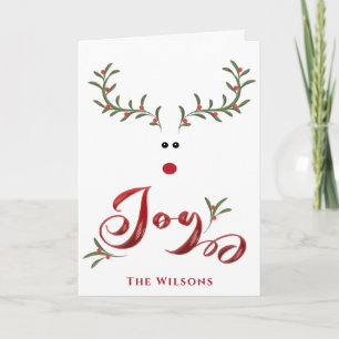 Funny whimsy holly reindeer joy non photo Holiday