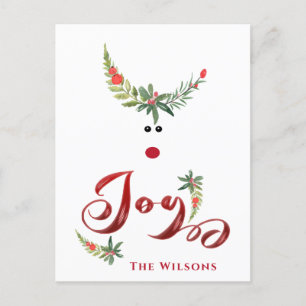 Funny whimsy holly reindeer joy non photo Holiday