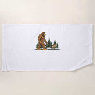 Funny Whippet Bigfoot Dog Walking Dog Mom Dad Kids Beach Towel