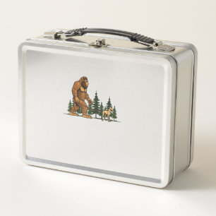 Funny Whippet Bigfoot Dog Walking Dog Mom Dad Kids Metal Lunch Box