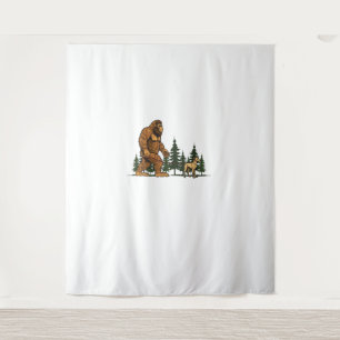 Funny Whippet Bigfoot Dog Walking Dog Mom Dad Kids Tapestry