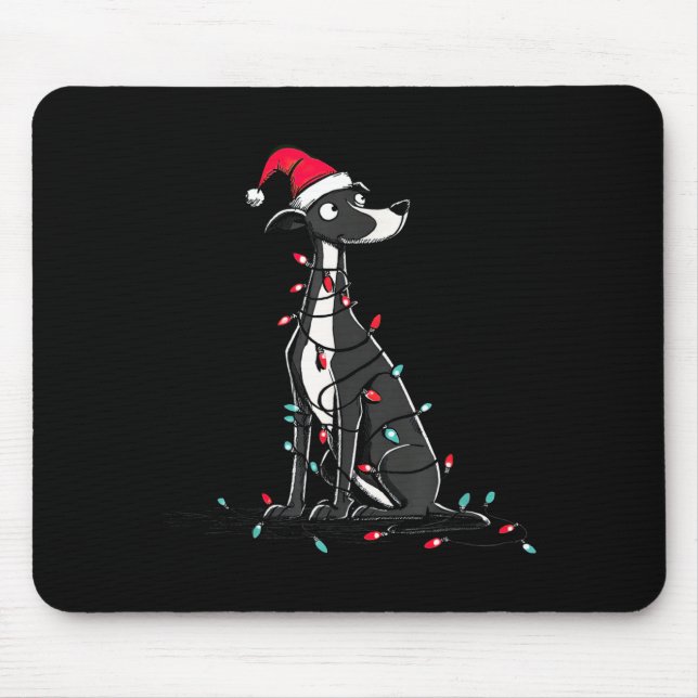 Funny Whippet Christmas Graphics Dog Lights Lover  Mouse Pad (Front)