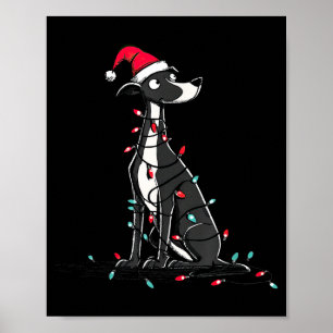 Funny Whippet Christmas Graphics Dog Lights Lover Poster