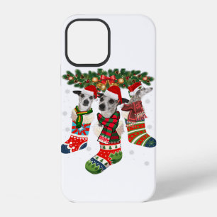 Funny Whippet In Sock Xmas Reindeer Santa Dog Gift iPhone 12 Case