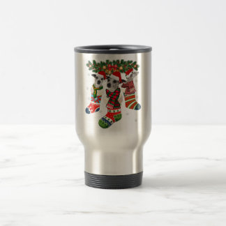 Funny Whippet In Sock Xmas Reindeer Santa Dog Gift Travel Mug