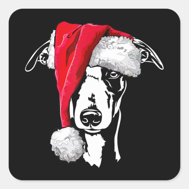 funny whippet santa christmas dog mom gift present square sticker (Front)