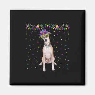 Funny Whippet Wearing Carnival Mask Mardi Gras Bea Magnet