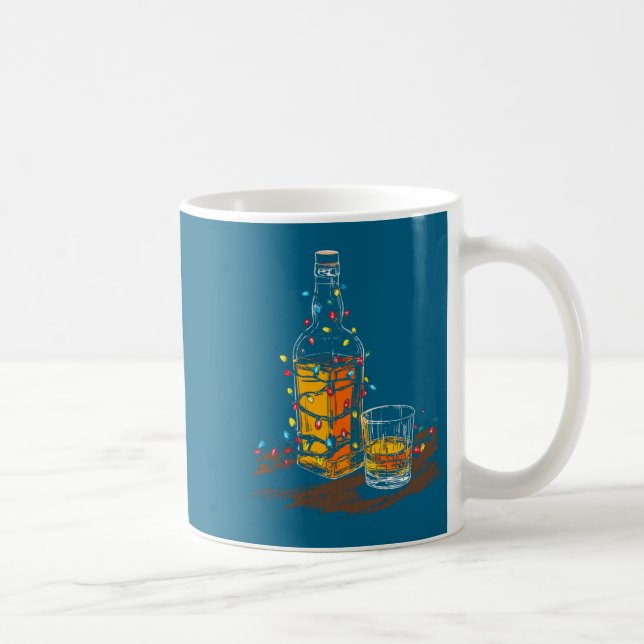 Funny Whiskey Christmas Graphics Lights Lover Long Coffee Mug (Right)