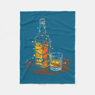 Funny Whiskey Christmas Graphics Lights Lover Long Fleece Blanket