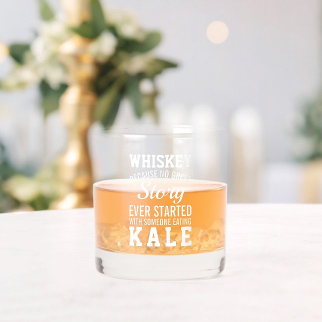 Funny Whiskey Versus Kale Quote White Text Glass (Insitu (Wedding))