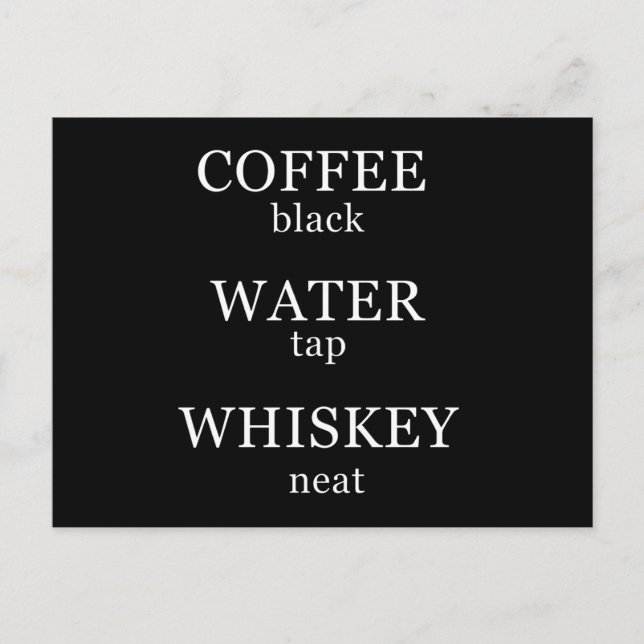 Funny whisky quotes humour whiskey sayings postcard (Front)