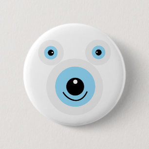 Funny white bear face 2 inch round button