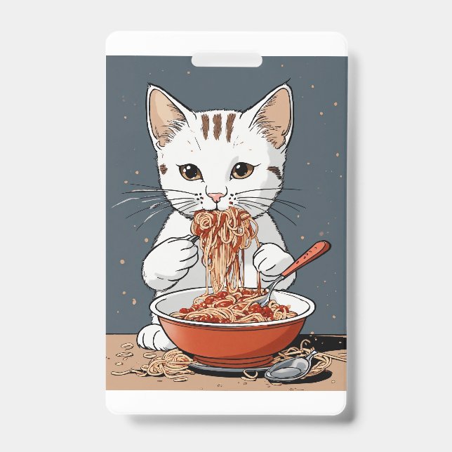 Funny white cat badge (Front)