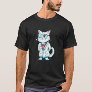 Funny white Cat in Lab for Science Lovers T-Shirt