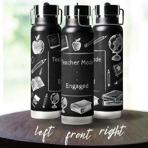 Funny White Chalk Blackboard Elementary Teacher Water Bottle